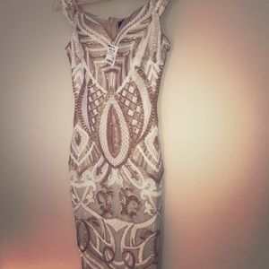 Gold sequin holiday dress